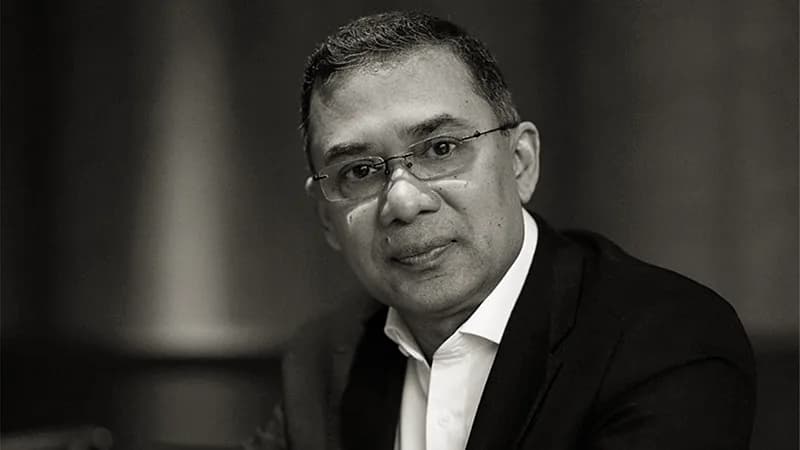 Tarique Rahman in a professional portrait during his leadership years