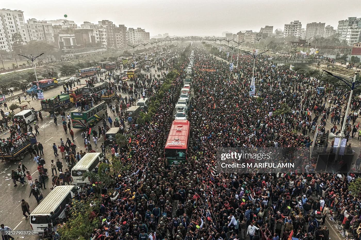 Aerial view of massive crowds in Dhaka welcoming Tarique Rahman back to Bangladesh