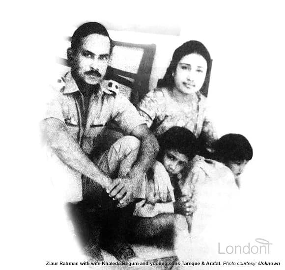 President Ziaur Rahman with Begum Khaleda Zia and their young sons Tarique and Arafat